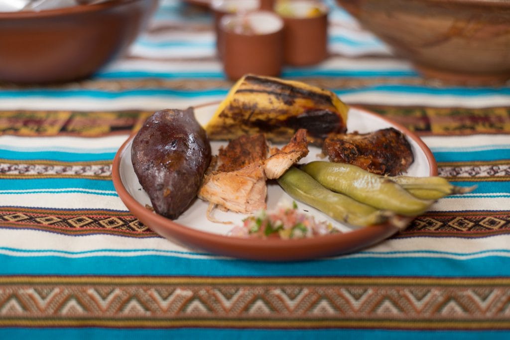 Dining Experience in Peru - Potatoes, plantains, chicken, and cuy prepared by pachamanca