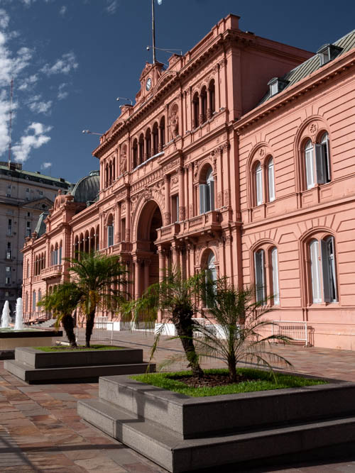 The pink exterior of Casa Rosada, Buenos Aires, Argentina