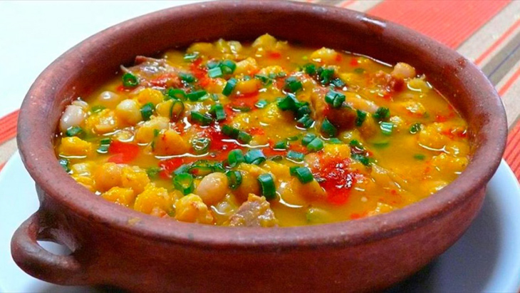A bowl of locro stew, Salta, Argentina