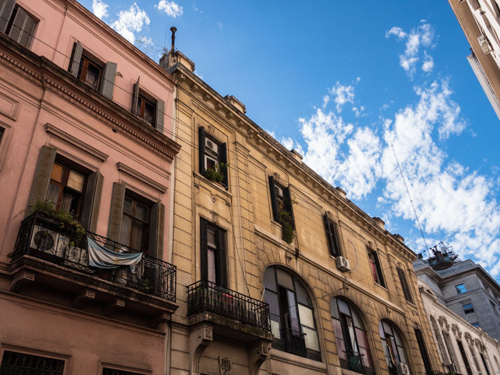 The old buildings of San Telmo against the sky, Buenos Aires, Argentina
