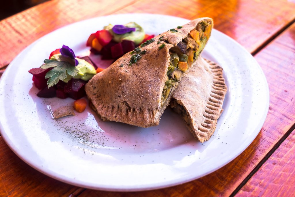 Vegetarian food in Peru - Korma filled calzone in Cusco