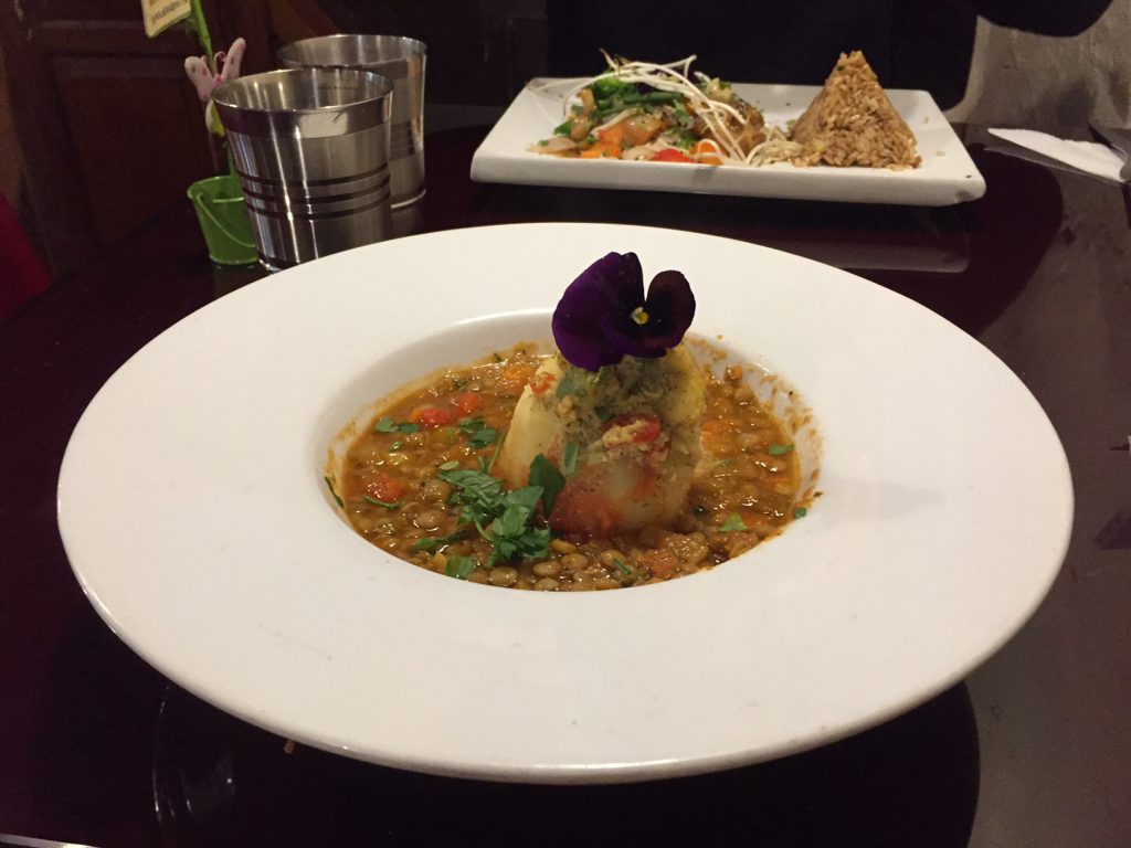 Vegetarian food in Peru - Lentil stew dish.