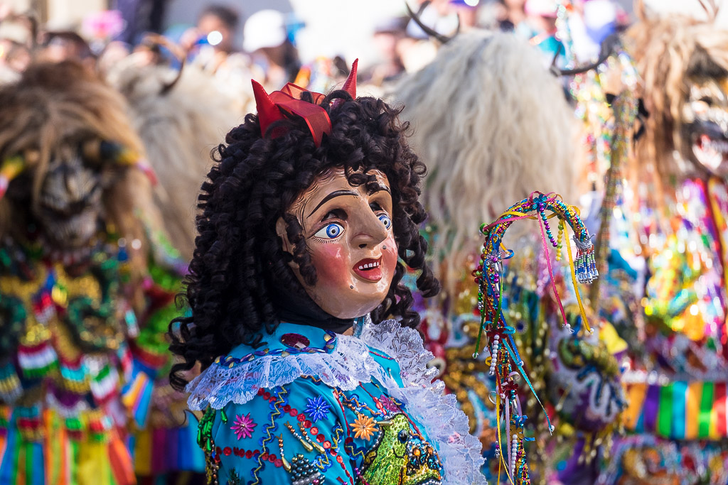 Colorful character at Virgin del Carmen 