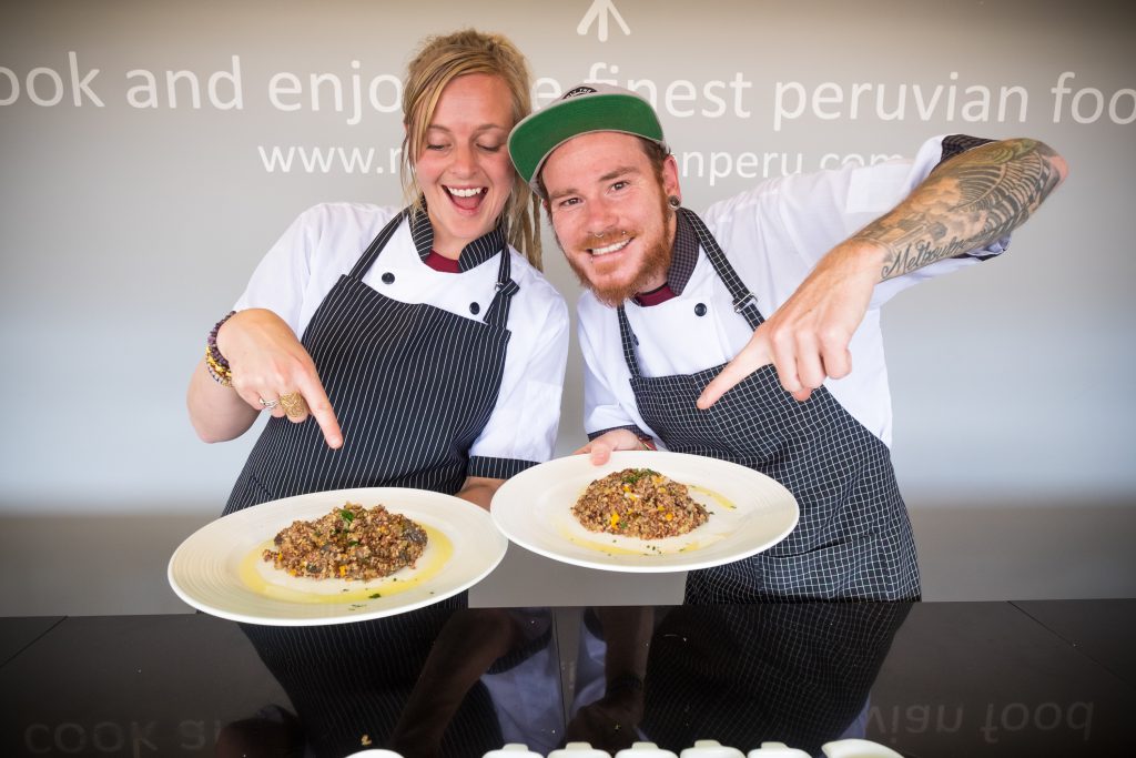 Cooking class in Cusco - Kristy & Jarryd display their mushroom quinotto.