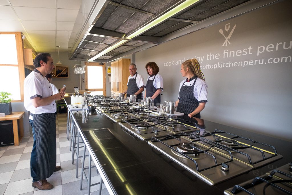 Cooking class in Cusco - Preparing to cook at Rooftop Kitchen.