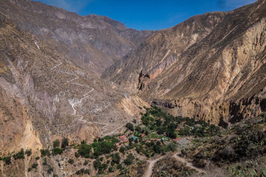 Colca Canyon trek - Sangalle with trekking path.