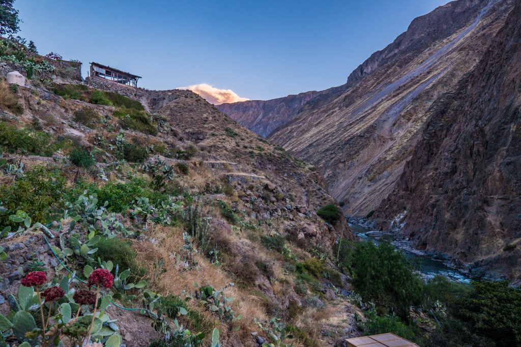 Colca Canyon trek - Sunset at Llahuar Lodge.