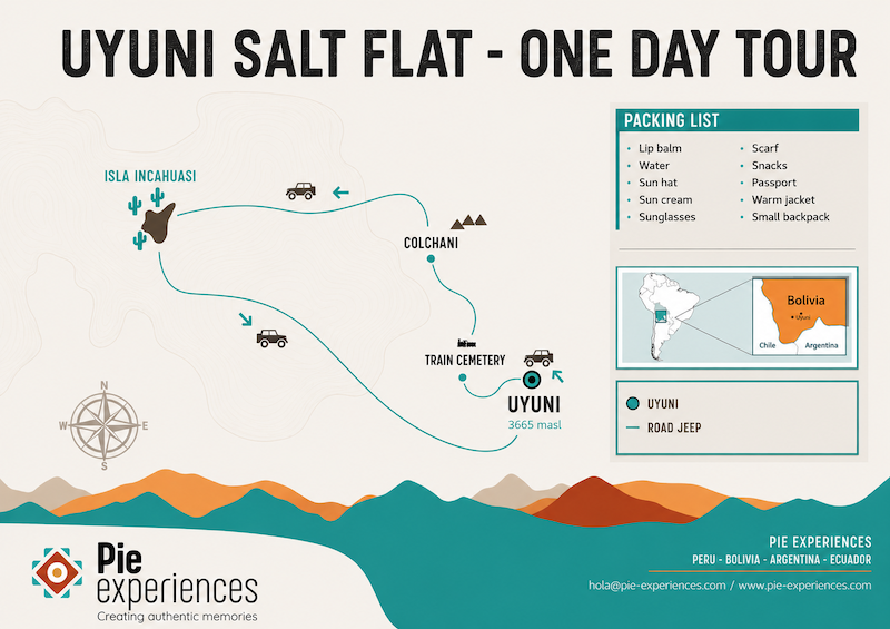 map Uyuni One day Tour